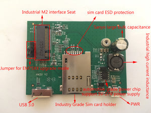 M.2 (NGFF) Key B to USB3.0  adapter   with Sim Card Slot fit for EM7565 EM12G EM20G New version